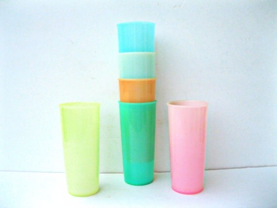 Vintage Tupperware Drinking Glasses Pastel Set by ToddysTreasures