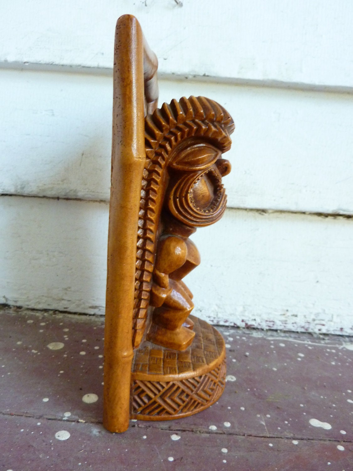 Cocojoe's Hapa-Wood Tiki  Bookend, Angry Face, Ku Tiki