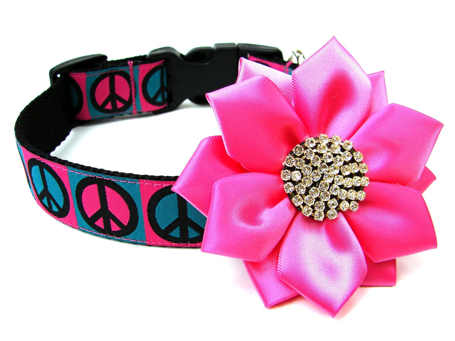 Pink Peace Dog Collar Colorful Dog Collar