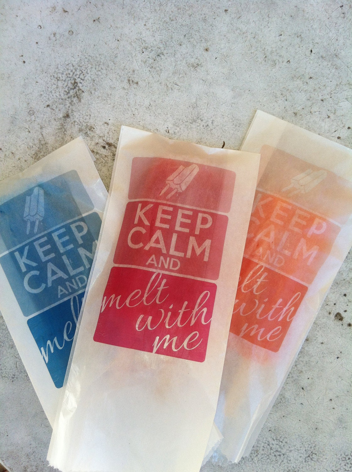 Popsicle Favors - Keep Calm and Melt with Me - 12 Glassine bags - Summer Party