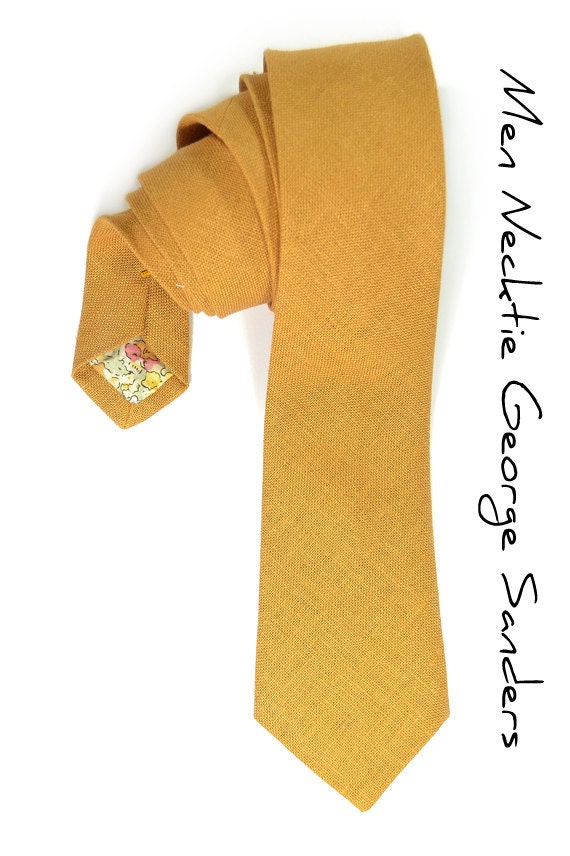 Wedding Mens Necktie George Sanders- Yellow Saffron Tie - speaklouder