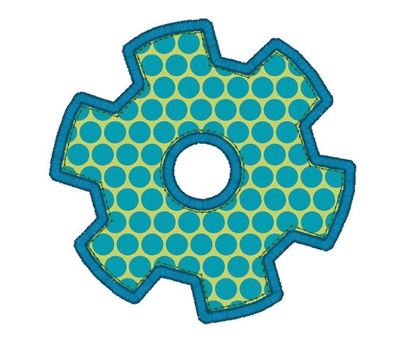 Gear Applique Machine Embroidery DesignINSTANT by SewChaCha