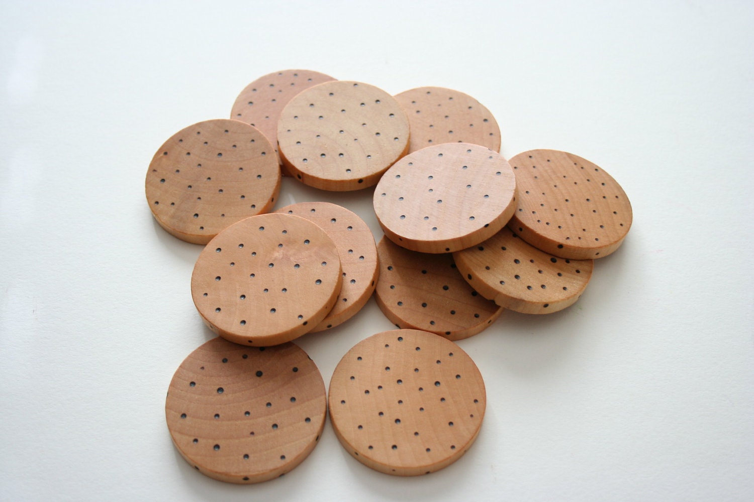New Item - - A dozen chocolate chip wooden cookies--pretend kitchen-waldorf-montessori inspired--wooden food--play kitchen