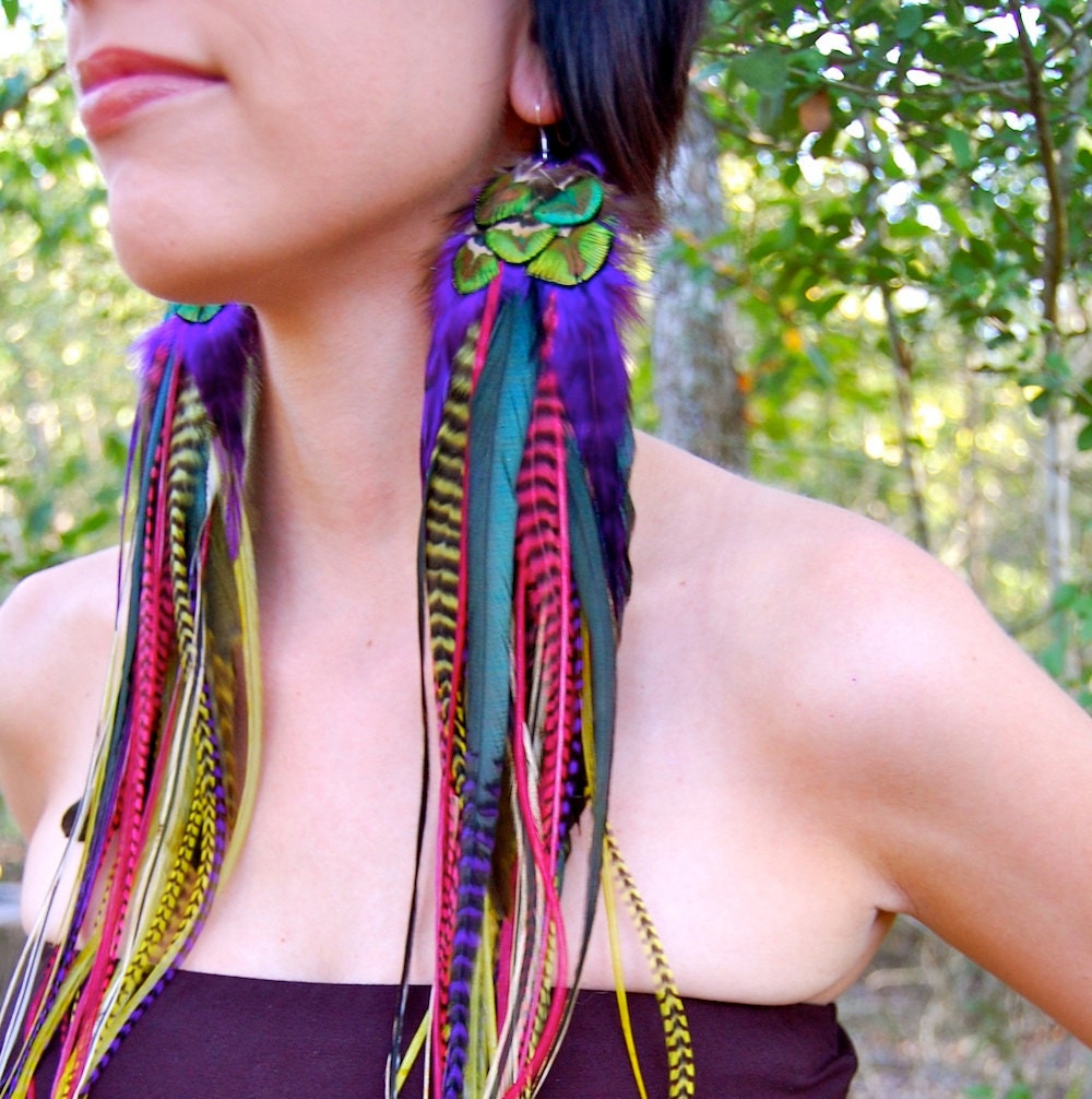 GYPSY GLAMOUR Super Long Feather Earrings SALE