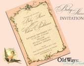 French Paper Pink Baby Girl Shower Invitation or Sip and See Elegant Vintage - Printable Invite Custom DIY 5x7 Digital JPEG and PDF Files
