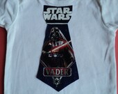 Star Wars Baby Tie Onesie With Darth Vader, Made to Order in Size 0 to 24Mo. Star Wars Infant Tie Onesie, Toddler Tie Onesie