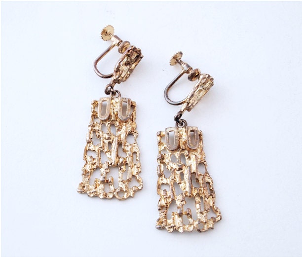 Modernist Gold Vermeil Earrings Birks Canada Vintage 1960s Elegant