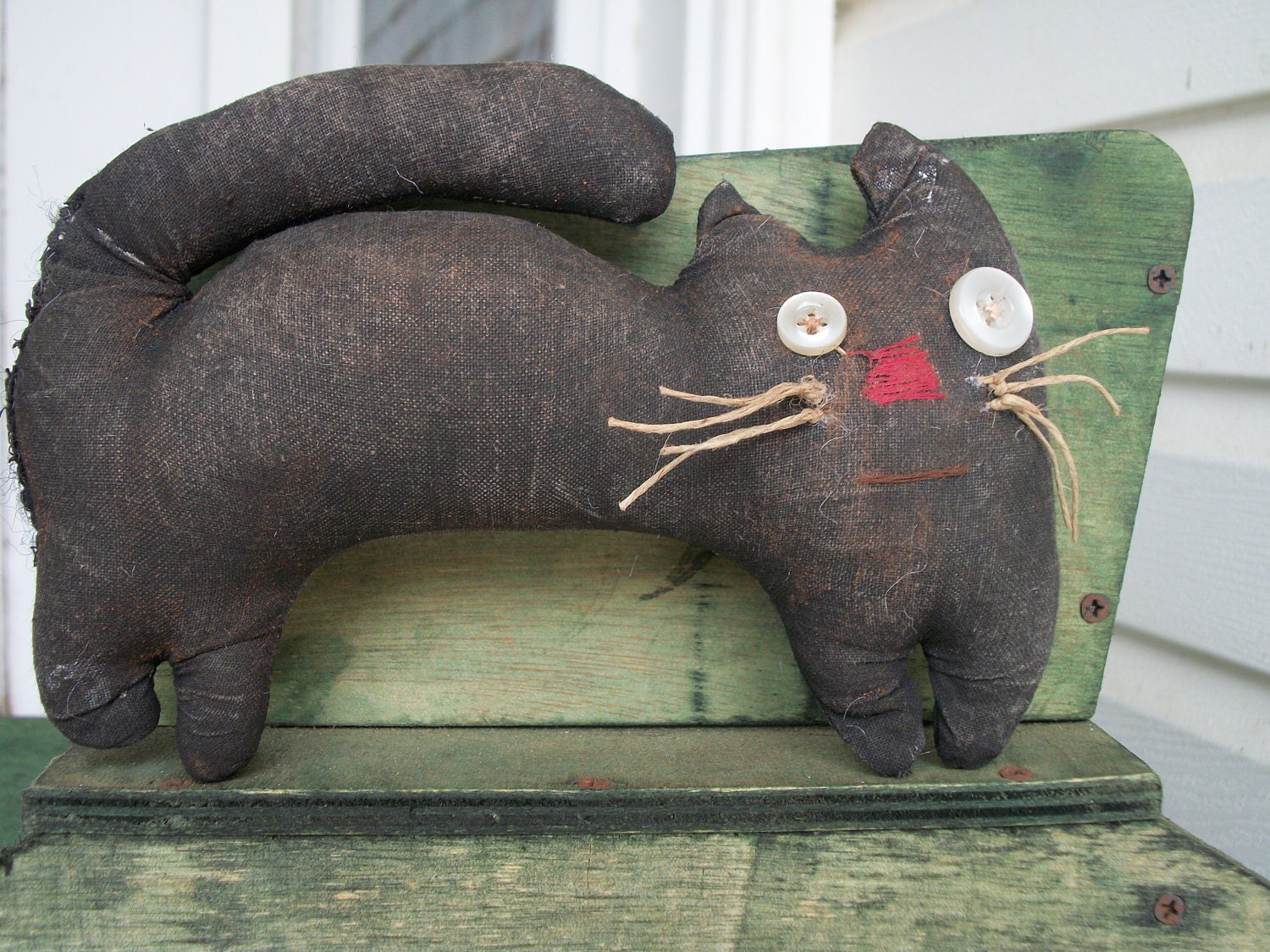 Primitive Halloween Black Cat Shelf Sitter