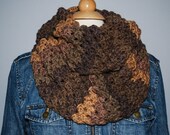 Hand knitted  multicolor infinity scarf