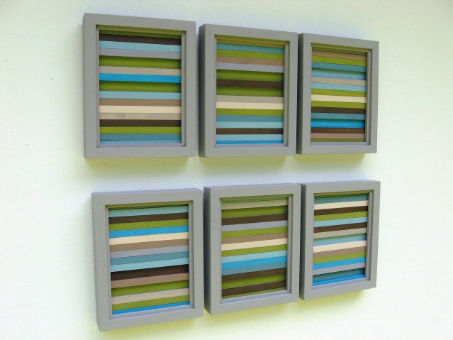 Modern Abstract Wood Wall Art - Set of Six