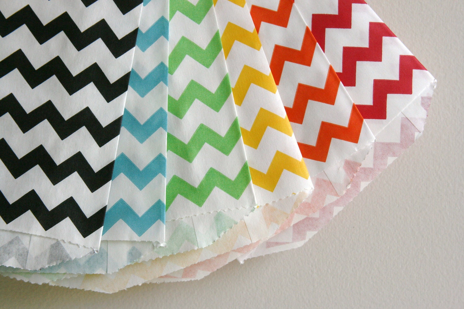 FIVE - 5 PACK Sets Chevron Bitty Bags  - THREE Colors of Your Choice