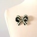 Vintage Enamel Bow Brooch - 1960s - Cream and Black