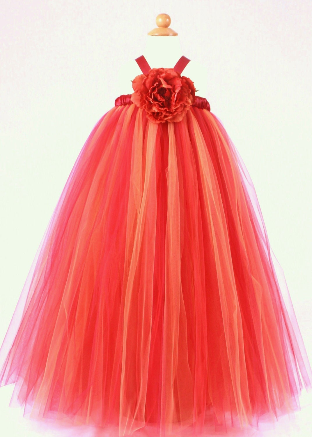 SALE 50% OFF: Ready to ship Flower Girl Tutu Dress - Red & Orange - Alluring Autumn- 4 Toddler Girl
