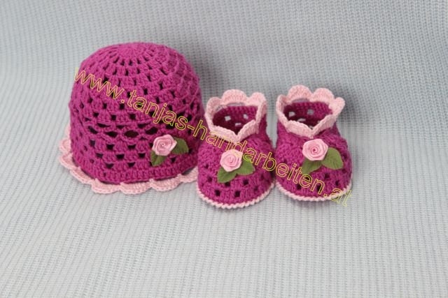 Orchid Baby Hat and Booties Crochet Pattern