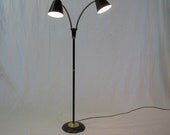 Sale, Sale, mid Century Modern, 1950's-1960's floor lamp shade torche wood and brass round base