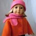American Girl Doll Clothes - Orange and Pink Fleece Jacket, Hat and Scarf