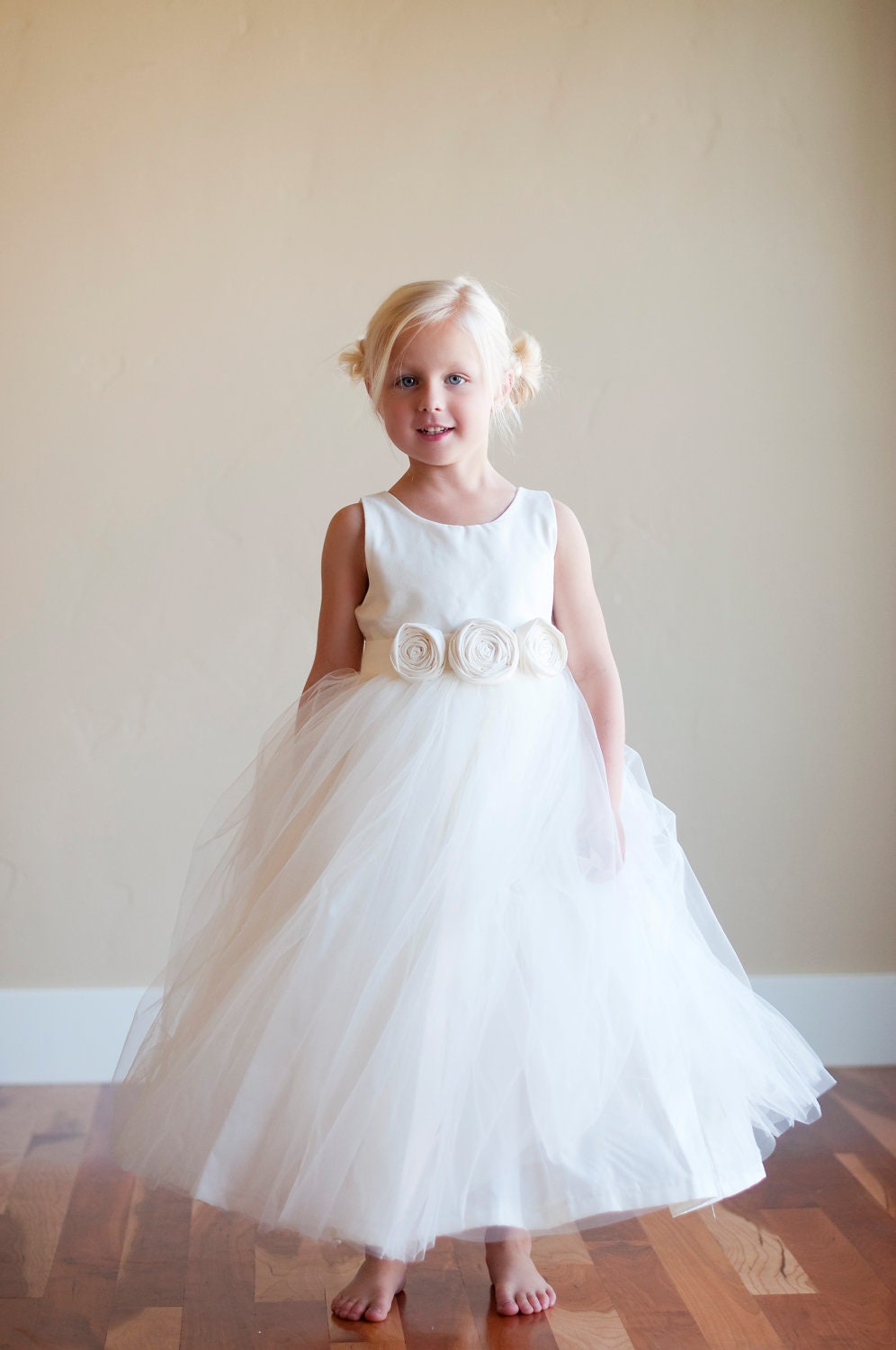 The Ivory Dress: White Flower Girl Dress,White Cotton Flower Girl Dress, tulle flower girl dress,ivory cotton flower girl dress
