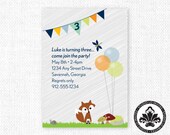 Woodland Fox or Skunk invitation. 1st birthday or baby shower invite. PRINTABLE. StudioLO2011
