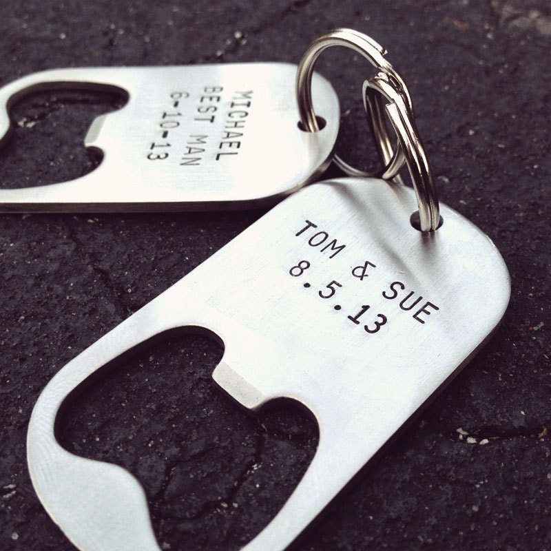 GROOMSMAN GIFT - Personalized Keychain Bottle Opener Steel - Wedding Best Man