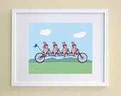 Bunny Nursery Art Print - Bicycle Rabbit Kids Wall Art (8x10)