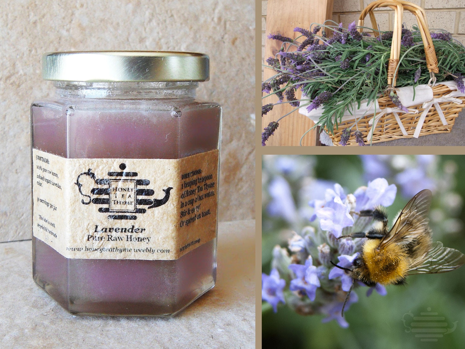 Organic Lavender 100% Raw Colorado Honey. Wedding favor, summer ice honey tea, flavored honey