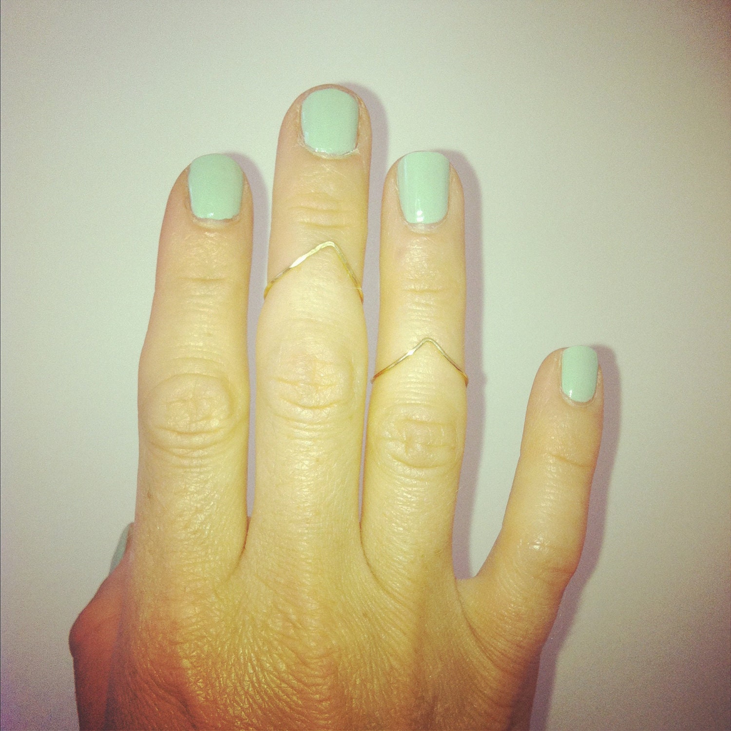 Double layer chevron knuckle ring - 2 gold filled knuckle wire band.