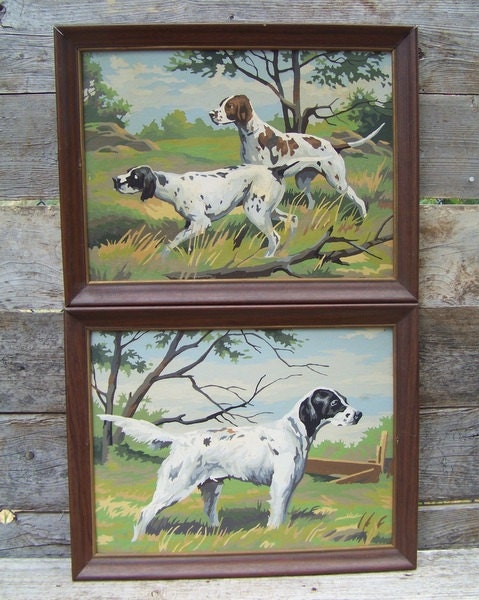 Vintage paint by number hunting dogs pointers by vintagetalent