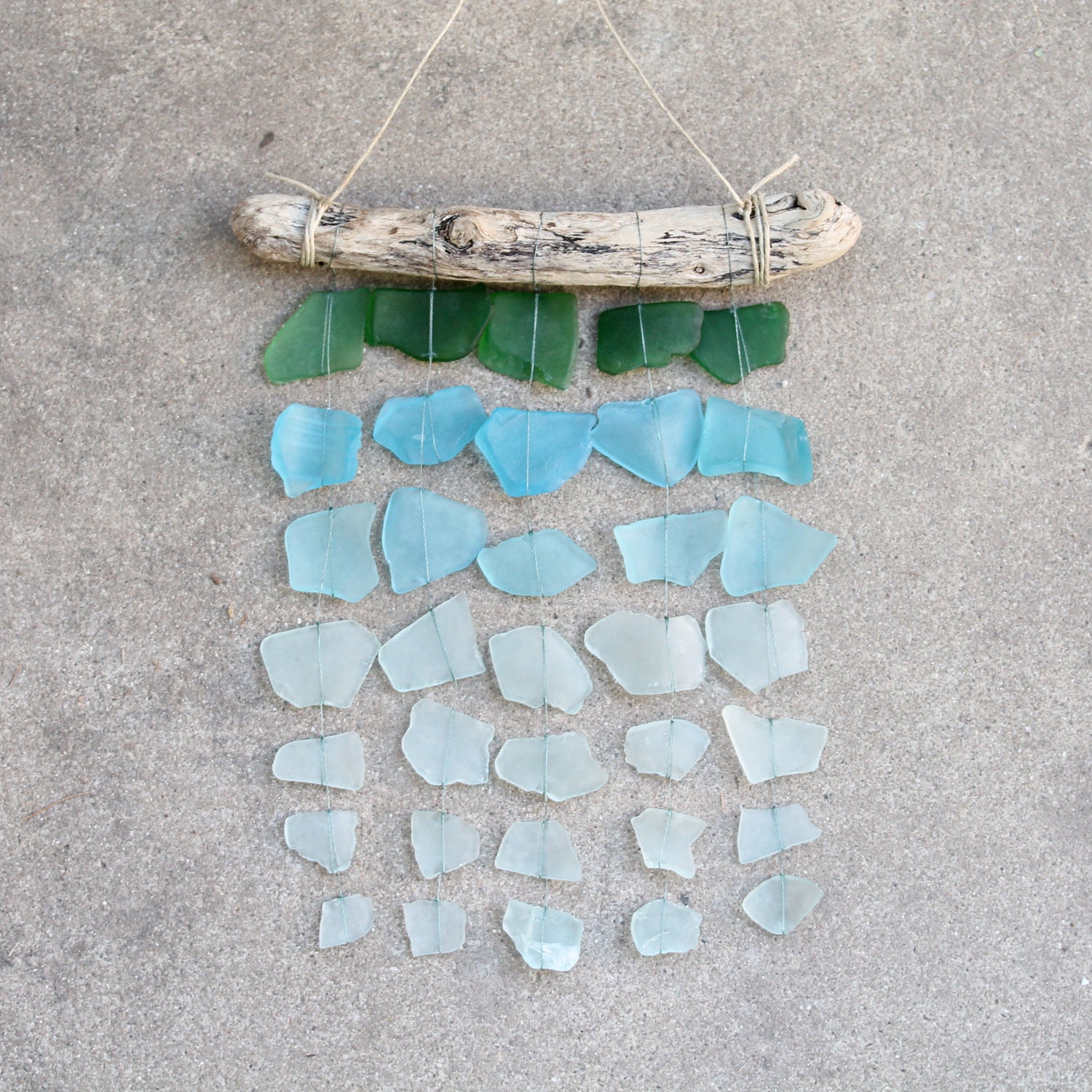 Sea Glass & Driftwood Mobile - Ombre