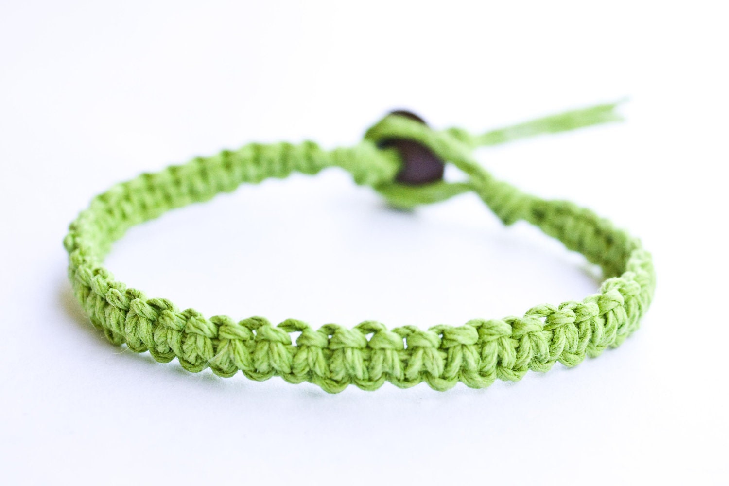 Lime Green Hemp Bracelet Friendship - StarlitMoonDesigns