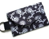Key Chain Wallet, Change Purse, Black and White Swirls