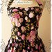 Amor Vintage 50's Inspired Romantic Shabby Chic Halter Neck Black Pink Rose Wedding Prom Party Dress - Once Upon A Time- Size S-