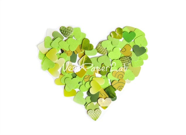100 little hearts punches in green shades