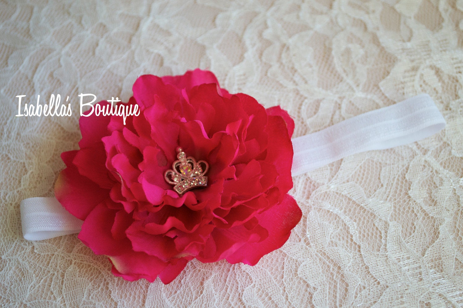 Shocking Pink Headband -Wedding/Newborn/Photo Prop/Baby Headband--