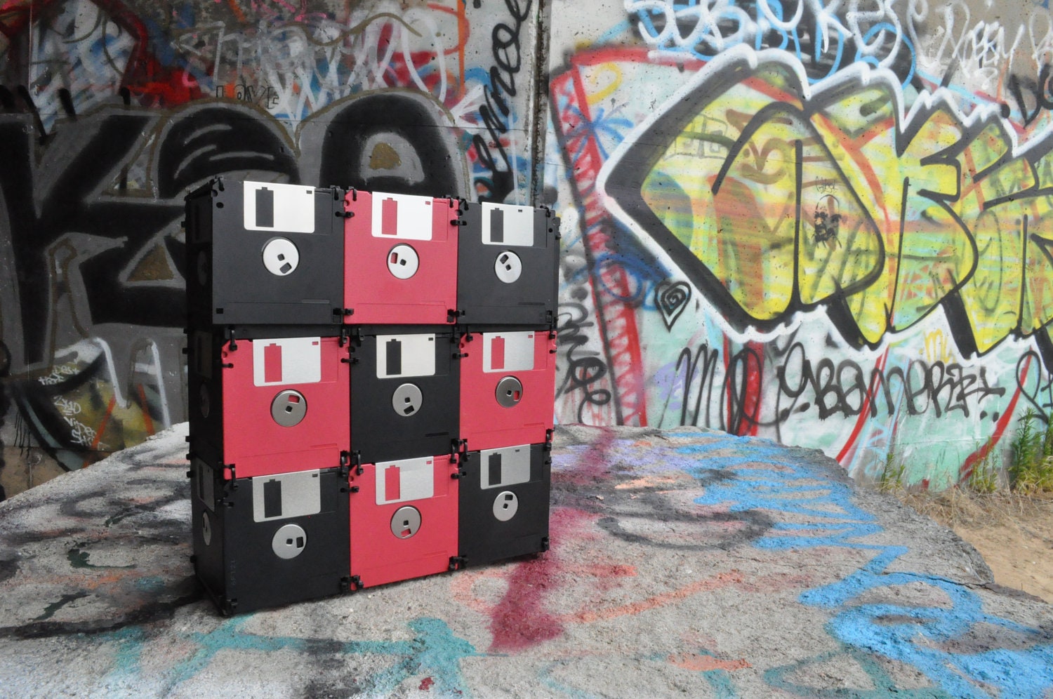 Red and Black checkered floppy disk bag, nerdy geeky bag