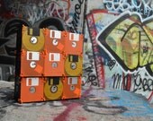 Orange floppy disk bag for the eco-chic-geek