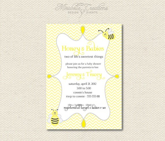 PRINTABLE CUSTOMIZABLE INVITATIONS -- Sweet Bee Collection -- Mirabelle Creations Il_570xn