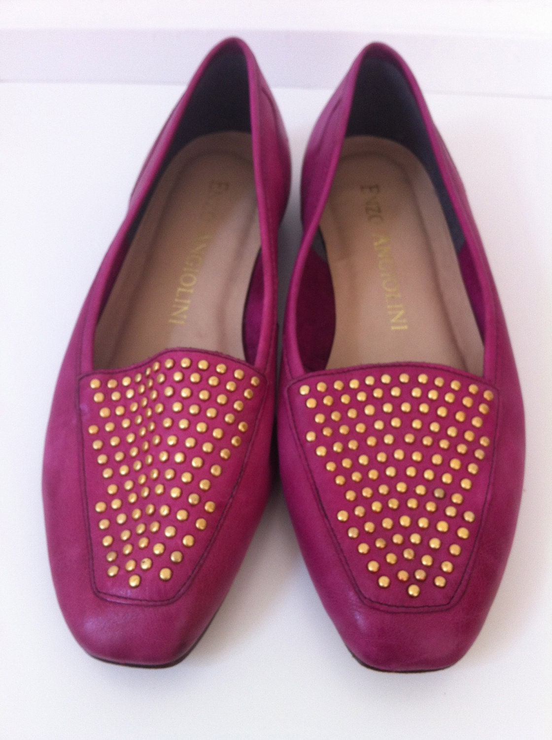 Pink Studded Vintage Loafer Smoking Slippers