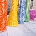 Bright Colored Shabby Chic Milk Glass Vases Set