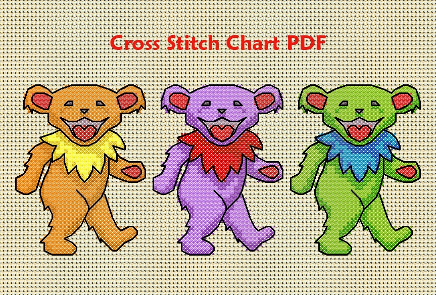 Dancing Bears Cross Stitch Pattern PDF