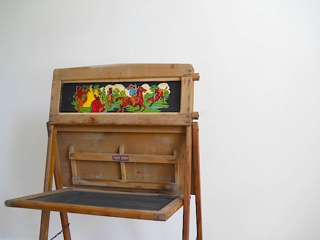 Back To School Vintage Chalkboard, Vintage 1940's Scrolling Chalkboard, School Supplies, Easel, Chalk board, Vintage Office, For Kids