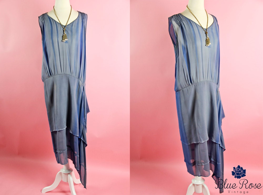 1920s flapper dress / 20s blue dress / roaring 20s
