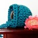 Newborn Photo Prop, Newborn Bonnet, Vintage Inspired Crochet Girl Hat, Newborn Photo Props in Teal Blue & Coral Pink