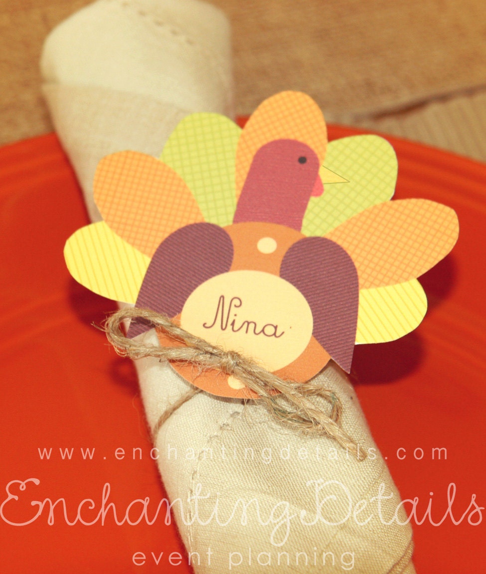 INSTANT DOWNLOAD Editable Turkey Place Cards Thanksgiving -DIY/Customize Editable in Adobe Reader Il_570xn