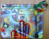 ORIGINAL abstract contemporary pop art fine art spray paint modern cubism painting sculpture mixed media