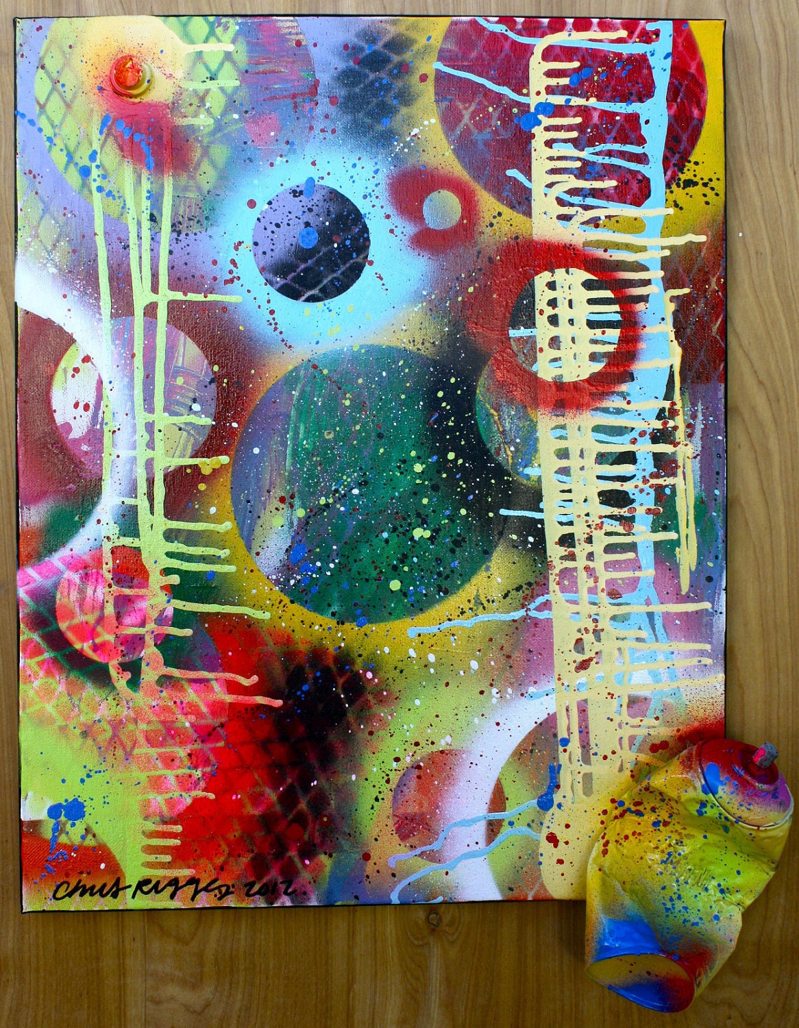 ORIGINAL abstract contemporary pop art fine art spray paint modern cubism painting sculpture mixed media