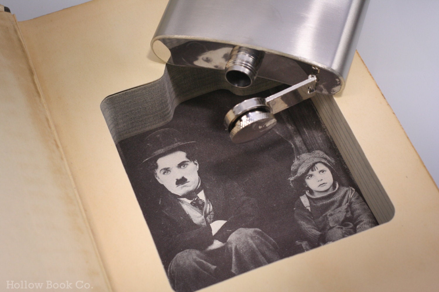 Vintage Hollow Book Safe & Flask - Charlie Chaplin