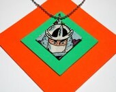 TMNT Shredder Pendant. Comic Capture Necklace. Ninja Turtle Comic Collage. Upcycled Comic Necklace. Ball Chain Necklace. Choose Your Length.