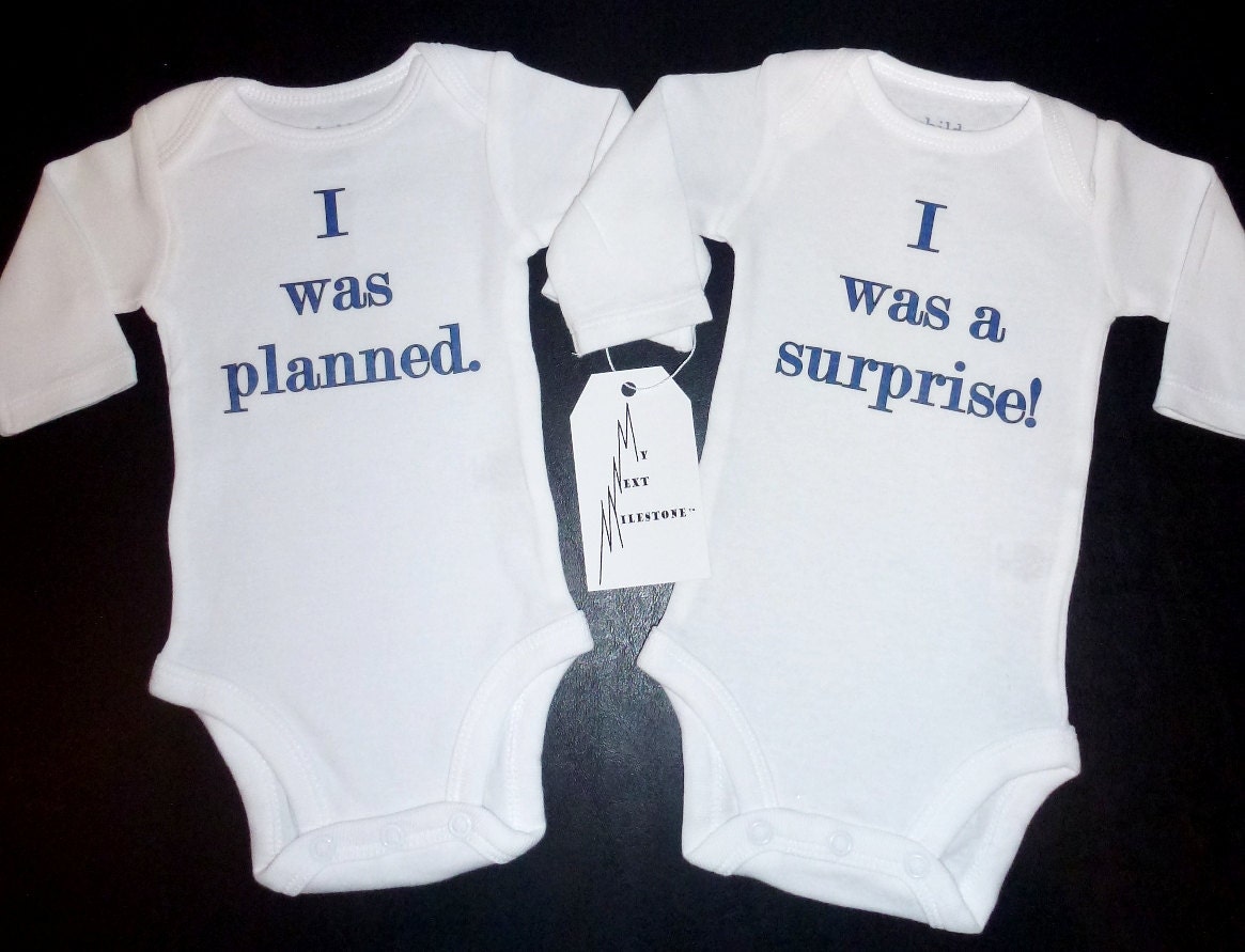 Twins - I Was Planned I Was a Surprise Onesie Set Boys Infant Baby