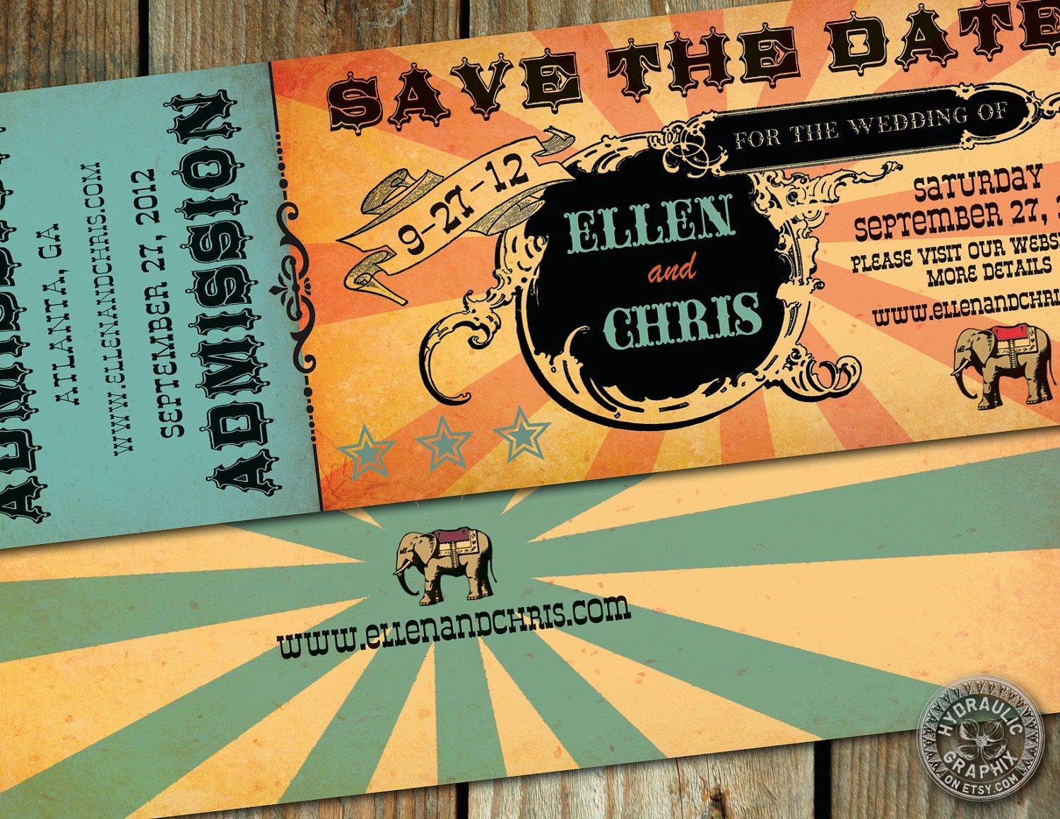 Wedding Save the Date Ticket Invitation for a Circus or Carnival themed wedding or roller coaster birthday party or baby shower Il_170x135