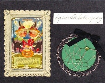 Halloween Card, Darkness Peering, Victorian Inspired OOAK Blank Card, Handmade